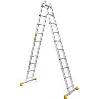 Лестница алюминиевая Алюмет 2х9 ступеней двухсекционная шарнирная профессиональная T209