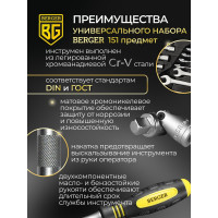 Набор инструментов 151 предмет Berger BG BG151-1214