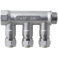 Коллектор для металлопластиковых труб с отсекающими кранами MasterProf 3 выхода, х3/4", х16 мм ИС.071092