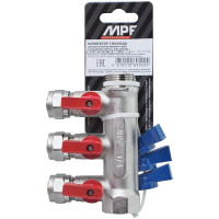 Коллектор для металлопластиковых труб с отсекающими кранами MasterProf 3 выхода, х3/4", х16 мм ИС.071092