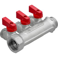 Коллектор с отсекающими кранами MPF 3 выхода х3/4" х1/2" наружная резьба ИС.071072