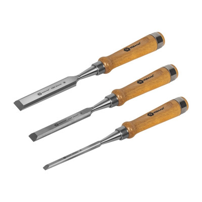 Набор плоских стамесок: 8, 16, 22мм, длина 140мм, CR-V, деревянные рукоятки, 3шт КОБАЛЬТ 245-862
