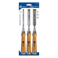 Набор плоских стамесок: 8, 16, 22мм, длина 140мм, CR-V, деревянные рукоятки, 3шт КОБАЛЬТ 245-862