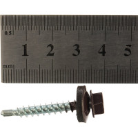 Кровельный саморез Tech-Krep КР сверло 4,8х35 RAL-8017 шоколадно-коричневый 60 шт, коробка с окном 112034