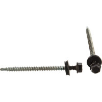 Кровельный саморез Tech-Krep КР сверло 4,8х70 RAL-8019 коричневый 30 шт, коробка с окНОМ 124651