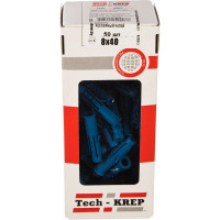 Распорный дюбель Чапай 8х40 шипы+усы, полипропилен 50шт - коробка Tech-Krep 111471