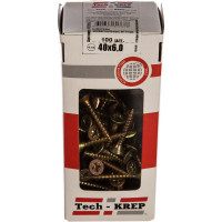 Универсальный саморез Tech-Krep 40х6,0 мм 100 шт желтый, коробка с окном 102269