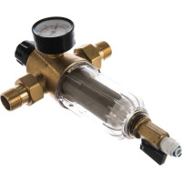 Фильтр 3/4, для холодной воды, с прямой промывкой, с манометром, d65 Гейзер Бастион 7508075233 32680