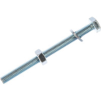 Болт Tech-Krep/Zitar DIN933 с шестигранной головкой, оцинкованный М10х120 + гайка + шайба 2 шт - пакет 136918