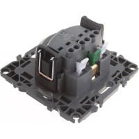 Розетка ЭРА 12-2102-05 2P+E Schuko со шторками, 16A-250В, IP20, антрацит Б0014691