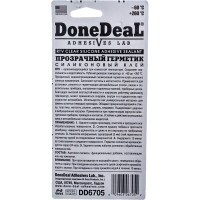 Прозрачный силиконовый герметик-клей для стекол 85 г Done Deal DD6705