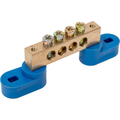Шина N ноль на двух угловых изоляторах ЭРА NO-222-65 ШНИ-8х12-4-У2-Синий Б0033444