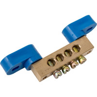 Шина N ноль на двух угловых изоляторах ЭРА NO-222-65 ШНИ-8х12-4-У2-Синий Б0033444