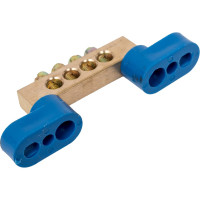 Шина N ноль на двух угловых изоляторах ЭРА NO-222-65 ШНИ-8х12-4-У2-Синий Б0033444