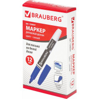 Маркер для доски с клипом, эргономичный корпус, 4 мм, синий, BRAUBERG 150847