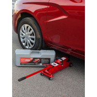 Гидравлический подкатной домкрат 3т +кейс /красный//подъем 390 мм AUTOVIRAZH AV-076013