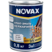 Грунт-эмаль Goodhim NOVAX 3в1 черный RAL 9005, глянцевая, 0,8 кг 10786