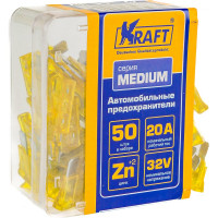 Набор предохранителей KRAFT 20 А, MEDIUM, 50 шт, пласт кор KT 870005