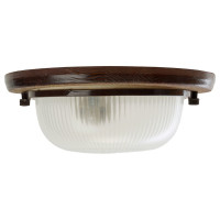 Накладной светильник FERON IP54, 220V 60Вт Е27,дерево, орех, круг НБО 03-60-021, 11573