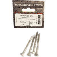 Сантехнический шуруп ЕВРОПАРТНЕР DIN 571 с шестигр.гол. 6х50 нержав. сталь 4 шт. G2 2650 1