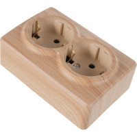Розетка ЭРА 11-2205-11 2х2P E Schuko, 16A-250В, IP20, ОУ, Эксперт, сосна Б0020693