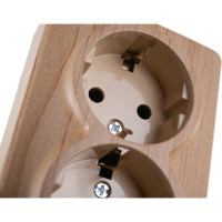 Розетка ЭРА 11-2205-11 2х2P E Schuko, 16A-250В, IP20, ОУ, Эксперт, сосна Б0020693
