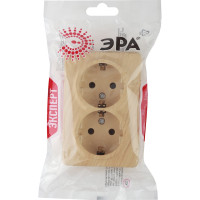 Розетка ЭРА 11-2205-11 2х2P E Schuko, 16A-250В, IP20, ОУ, Эксперт, сосна Б0020693