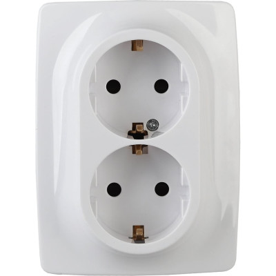 Розетка ЭРА 12-2116-01 2X2P E Schuko, 16A-250В, IP20, винт, 12, белый Б0029238