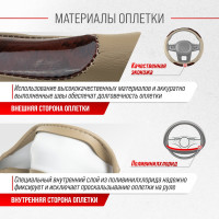 Оплетка SKYWAY Wood-6 M Бежевая экокожа S01102141