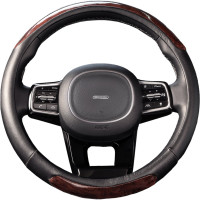 Оплетка SKYWAY Wood-6 M Черная экокожа S01102170