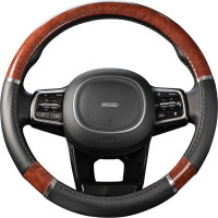 Оплетка SKYWAY Wood-8 M Черно/Коричневая экокожа S01102058