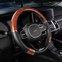 Оплетка SKYWAY Wood-8 M Черно/Коричневая экокожа S01102058