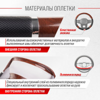 Оплетка SKYWAY Wood-8 M Черно/Коричневая экокожа S01102058