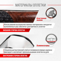 Оплетка SKYWAY Wood-3 M Черно/Коричневая экокожа S01102057
