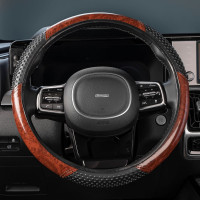 Оплетка SKYWAY Wood-3 M Черно/Коричневая экокожа S01102057