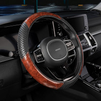 Оплетка SKYWAY Wood-3 M Черно/Коричневая экокожа S01102057