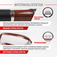 Оплетка SKYWAY Wood-8 L Черно/Коричневая экокожа S01102027