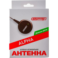 Активная внутрисалонная антенна SKYWAY ALPHA круглая, тонкое полотно, один ус, кабель 2.2м, черный S00203003