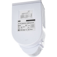 Детектор движения IEK ДД 012 1100Вт, угол обз. 180град., дальн. 12м, IP44, бел. ИЭК LDD10-012-1100-001
