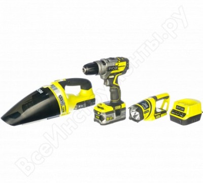 Ryobi 18в набор: r18pdbl + rfl180 + chv182 + rb18l20 + rb18l50 + rc18120, в ящике 19