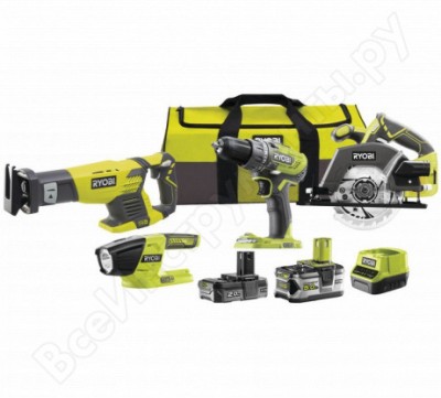 Ryobi one+ набор: r18dd3 + r18csp + rrs1801 + r18t + 1x5.0aч + 1x2.0aч lithium+, з/у rc18120 r18ck4-252s 5133003578