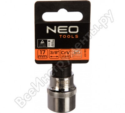 Neo головка сменная шестигранная 3/8, исполнение по технологии superlock, сталь crv, din3124 08-117