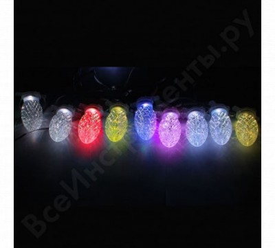 Feron гирлянда 5v 10 rgb LED, расстояние между led: 32см, ip20, длина гирлянды: 4м, длина шнура: 2м, макс. кол-во подключения: 5 гирлянд, cl56 26821