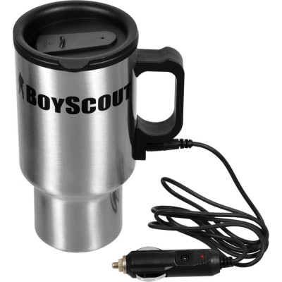 BOYSCOUT Термокружка автомобильная 450 мл, нержавеющая сталь, 12В + USB /12 61049