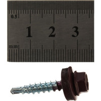 Кровельный саморез Tech-Krep КР сверло 4,8х28 RAL-3005 винно-красный 300 шт, ведро 127870