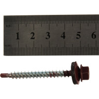 Кровельный саморез Tech-Krep КР сверло 4,8х51 RAL-3005 винно-красный 200 шт, ведро 127876