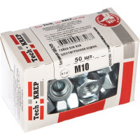 Шестигранная гайка DIN 934 оцинкованная М10, 50шт - коробка Tech-Krep 105249