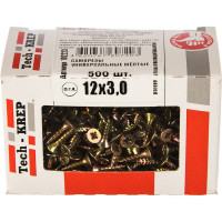Универсальный саморез Tech-Krep 12х3,0 мм 500 шт желтый, коробка с окном 102223