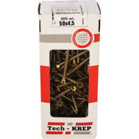 Универсальный саморез Tech-Krep 50х4,5 мм 200 шт желтый, коробка с окном 102256