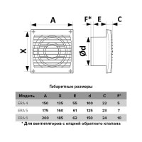 Осевой вытяжной вентилятор с обратным клапаном и электронным таймером ERA D 1004C ET 488-067